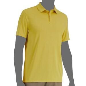 Alfani Mens Polo Shirt Short-Sleeve Button Stretch Alfa-Tech Medium Yellow $50